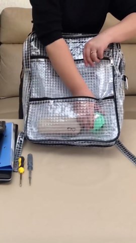 Anti-static Clear PVC Backpack,18 Inch Cleanroom Engineer Tool Bag Full Cover PVC for Put Computer Tool Working in Clean Room