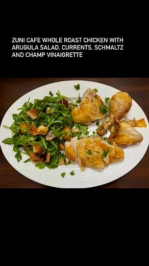 I have never been able to make it to the Zuni Café in San Francisco, California. But I’ve heard they have a fantastic roasted chicken with arugula salad. I’ve been wanting to make this for a long time and I finally made it today. I will definitely make it again. Be willing to fork out $75 per person if you go eat this at the café. | Pamela Cuzick