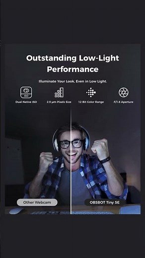 OBSBOT Tiny SE 1080P 100FPS Webcam for PC, AI Tracking PTZ Streaming Camera with 1/2.8" Sensor