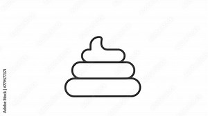 Vidéo Stock Animated poop icon. Steaming pile line animation. Dog poop. Organic pet waste. Stinky excrement. Black illustration on white background. HD video with alpha channel. Motion graphic