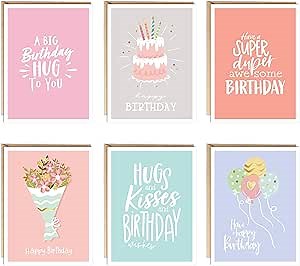 easykart labels 24 Greeting Cards Assortment with Envelopes - 6 design with foiling (Birthday cards)