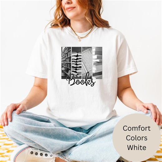 Comfort Colors Retro Book Collage Tee, Library Lover Shirt - Etsy