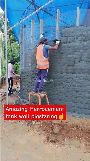 Amazing wall plastering work for Ferrocement water tank