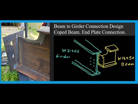 Beam to Girder Connection Design. Coped Beam. End Plate Connection.
