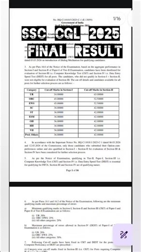SSC 2025 Final Result OUT 😱 | #ssccglresults #ssccgl #ssc