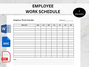Weekly Employee Work Schedule Template | Staff Shift Planner & Work Roster | Editable Word PDF - Etsy UK