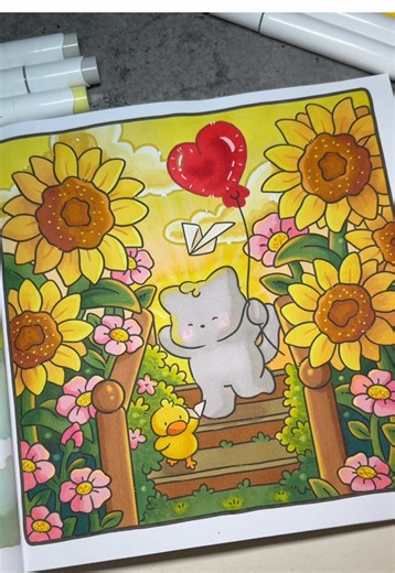 Missing summer sunshine! ☀️ Book: @hyggeartfulcoloring #coloringtutorial #coloring #arttok #coloringpage #cozynature