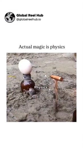Global Reel Hub | USA | Memes on Instagram: "The Instagram reel features a 61-second compilation video showcasing everyday physics experiments that mimic magic, such as the fire-induced pressure drop sucking an egg into a bottle (Bernoulli's principle and ideal gas law) and ferrofluid forming magnetic spikes under a neodymium magnet's field. , an educational account with over 320,000 views, it highlights accessible demonstrations to demystify science, contrasting with replies questioning if effe