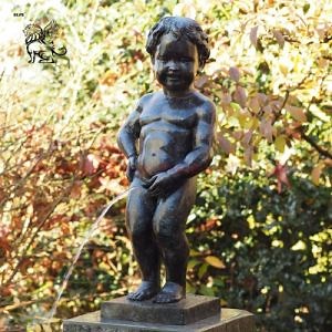 [Hot Item] Blve Large Garden Metal Water Fountains Bronze Naked Boy Statue Peeing Fountain