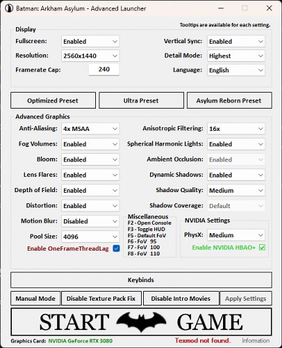 Batman: Arkham Asylum - Advanced Launcher