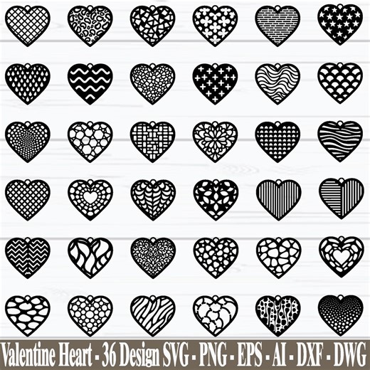 Valentine Heart SVG Bundle, Valentine Ornaments Svg, Valentine's Day Laser Cut, Valentine's Day Gift, Vector File, Digital Download - Etsy