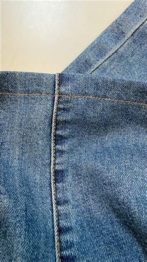 This hemming method is gentle on your machine 🧵✨ #hemmingjeans #sewingtips #denimsewing