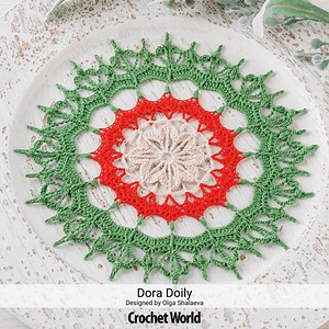 11 reactions | The beautiful Dora Doilies by Olga Shalaeva feature puff stitches, picots, and post stitches. Crochet them both to make a timeless Christmas set! Pick up a copy of the Winter 2023 issue of Crochet World on your local newsstand or order it here: https://bit.ly/3PXknwW Current subscribers, go here for your instant access: https://bit.ly/3L4RKMJ | Crochet World Magazine | Facebook