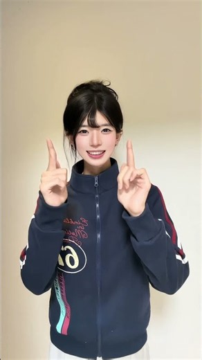 扎高马尾甜妹穿藏青赛车风外套，跟着入戏太深DJ节奏做超简单手势舞，眼神直勾勾超迷人✨ （旺仔小妈.） #fyp #YouTubeShorts #asiangirl #hotdance