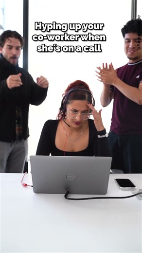 Hyping Up Your Co-Worker While She’s On a Call 🤣