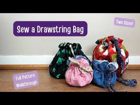 Sew a Drawstring Bag | DIY Bag in Two Sizes | Gift Bag Sewing Pattern | DIY Make-Up Bag | Easy Sew