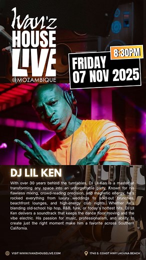 🔥 This Friday — the REAL Black Friday hits early! 🔥 We’re back at Mozambique for another unforgettable night at Ivan’z House LIVE with yours truly, DJ Lil Ken. The last time y’all showed up and showed OUT — now it’s time for the encore performance 🎶💃🏾 Pull up with your crew, book that dinner table early, and get ready to warm up the weekend the only way we know how — with vibes, energy, and real music. Other venues & DJs? 👀 Let’s just say… they’re Not Like Us. 💯 🎧 Friday, Nov 7 • 8:30 PM
