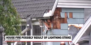 House fire potentially caused by lightning strike