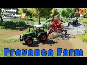 Harvesting wheat, mowing, drying, raking and baling hay | Farmer on Provence | FS 19 | Timelapse #15