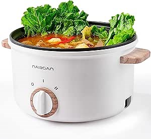 Electric Pot with Handle, 2.5L Multifunction Electric Cooker for Shabu-Shabu, Noodles, Pasta, 800W Rapid Non-Stick Frying Pan for Sauté, Portable Ramen Pot for Dorm & Office, White