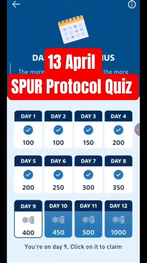 13 April Spur Protocol Quiz Answer🔥 Today Spur Protocol Quiz today Answer🔥SPUR Protocol Voucher Code