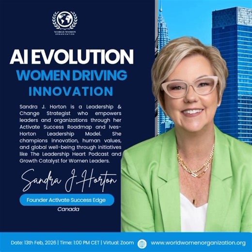 THE AI EVOLUTION: Women Driving Innovation The AI Evolution has become a daring revolution across nations, industries and institutions. The World Women Organization is spearheading this revolution by helping women unlock their potential using AI innovation. Join The World Women Organization "AI Evolution and discover a world of endless possibilities. ▪️Theme: Women Driving Innovation" ▪️13th February 2026 ▪️Time: 1:00 PM CET Participants Will Learn How To: - Break barriers in tech - How to creat