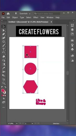 🌸 Create Beautiful Flowers in Illustrator in 60 Seconds! #shorts #viralshorts #graphicdesign