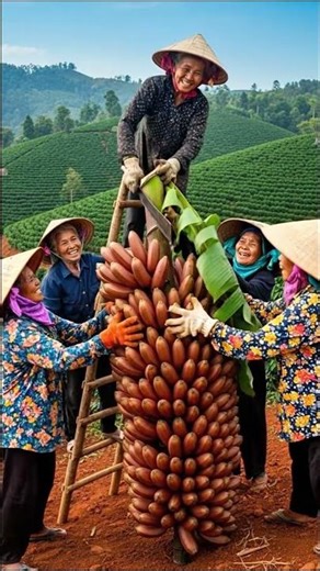 "Banana Harvesting in the Hillside | Joyful Moments of Nature & Tradition | ASMR Farming Experience"