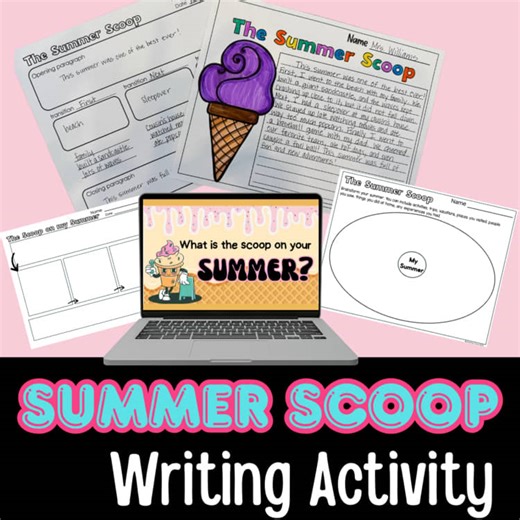 Summer Scoop Writing Activity | Back to School Narrative Writing & Brainstorm