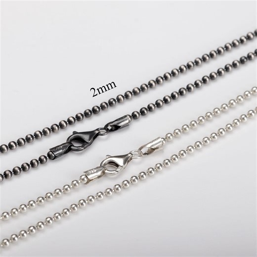 2mm Sterling Silver Chain, Bead Ball Link Chain Necklace - Etsy UK