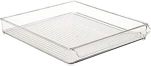 iDesign Plastic Refrigerator and Freezer Storage Organizer Tray with Handle for Kitchen, Pantry, Shelf, Counter, BPA-Free, 14.5" x 12" x 2", Clear
