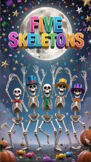 Five Skeletons Dance Song | Fun Halloween Kids Rhyme