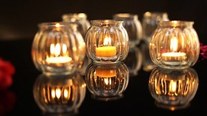 Portacandele Vetro Trasparente con Nastro Bianco (Set da 12)