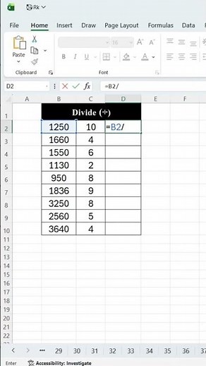 💻How to use the Divide (÷) Formula in MS Excel easily.#Excel #MSExcel #ExcelFormula #ComputerClass🔥
