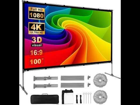 ELEPHAS 100" Indoor/Outdoor Projector Screen Review - Pros & Cons - Projector Screen with Stand