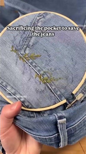 Mending jeans with embroidery Part 1 #embroidery #handembroidery #mending