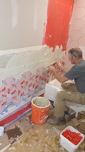 Hexagonal Tile Installation 👊 #diy #tile #homeimprovement #bathroomremodelingteacher | Bathroom Remodeling Teacher