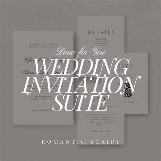 Romantic Script Wedding Invitation Suite, Semi Custom Digital Printable Stationery (google Forms RSVP) - Etsy Australia