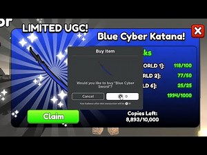 claiming blue cyber katana in push simulator on Roblox