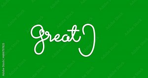 Great job text animation on the green screen with the alpha channel. Modern Handwritten text calligraphy. Great for use in congratulations, celebrations, and achievements. Transparent background