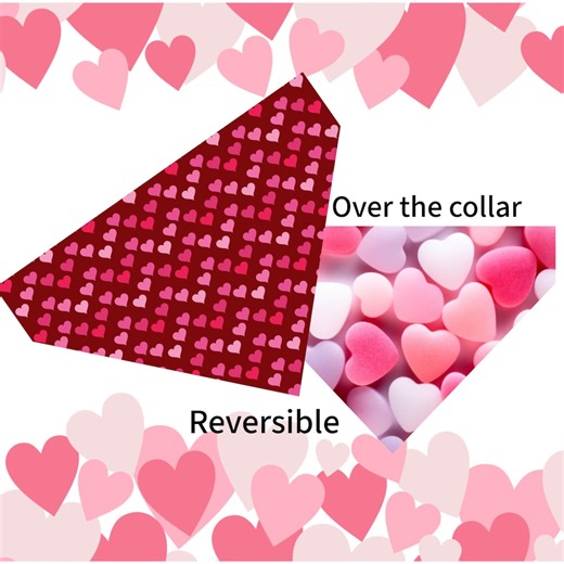 Valentine's Day Dog Bandana: Over the Collar, Hearts Bandana - Etsy