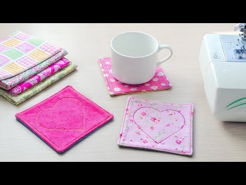 DIY Traced Heart Coaster Tutorial. Cute And Super Easy Sewing Project For Valentine's Day Gift Idea.