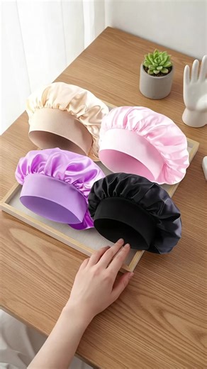 Women's Satin Headscarves Set, Elastic Band Sleep Cap, Plain Color Silk Night Hair Cover with Wide Brim, Hair Care Cap, Fashionable Comfortable Accessories #wigs #headbands #hairproductsyouneed #bathtowels #womenshaircare #babyshoweroutfit #purpleshampoobundle #tanningaccessories #hairmasks #hairpieces