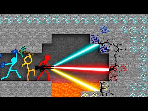 Animation vs. Minecraft 3 LVL LASER SWORD / Stickman vs Minecraft Stories