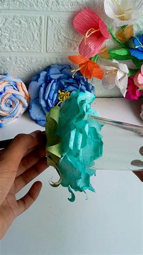 DIY flower tutorial with tissue paper #diy #flowers #aestheticrose #art #papercraft #shortsviral