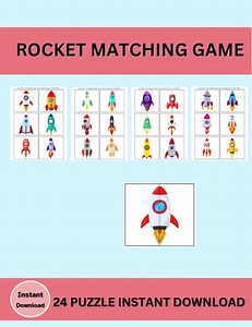 Rocket Matching Game: Kids Printable Puzzle (PDF) - Etsy Canada