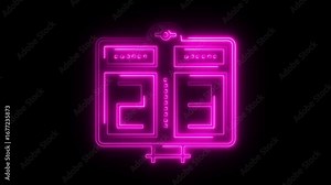 Glowing neon scoreboard 2:3 icon animation with black background. HD animated outline of sports score display video loop. Stock Video