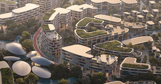 zaha hadid anchors smart city masterplan in sharjah, UAE, with shaded oasis spine