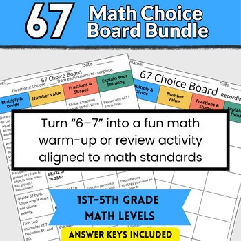 6-7 Fun Math Choice Board Bundle | Multi Level Practice| Math Test Prep| Fun PBL