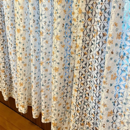 French Vintage Floral Lace Curtain Panel, Cottagecore Sheer Window Curtain, Princess Style Cafe Curtain, Farmhouse Kitchen Window Drapes